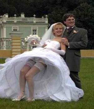 Blonde Bride Upskirt Wedding Photo